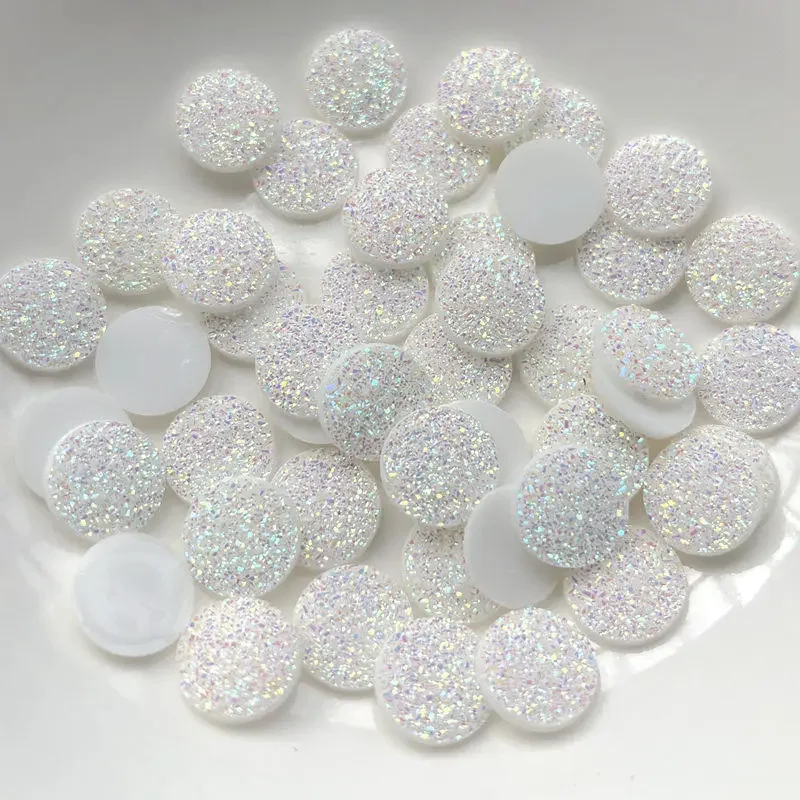 100pcs new 12mm round white AB mineral resin rhinestone scrapbook diy jewelry earrings hairpin wedding decoration accessories