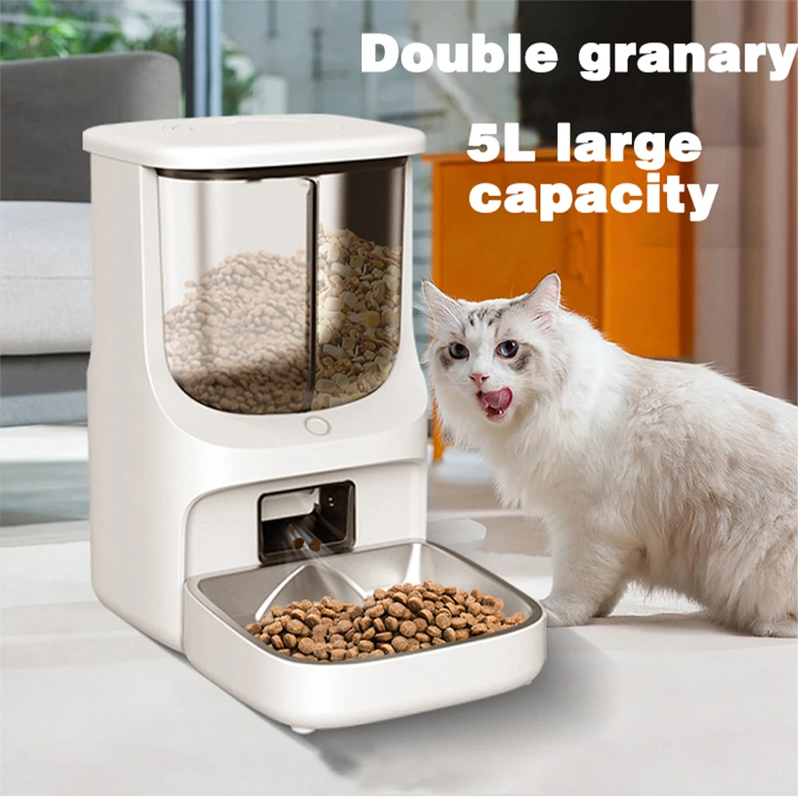 

5L Large Capacity Double Granary Automatic Feeder Timing Quantitative Remote Control Pet WIFI Smart Feeder