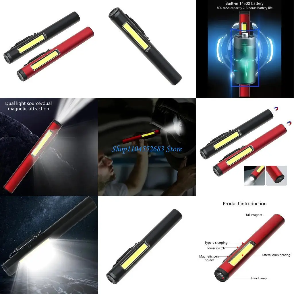 

Y6GD USB Rechargeable Pen Lamp Portable LED Flashlight Work Light with Outdoor Working Torches Easy to Use