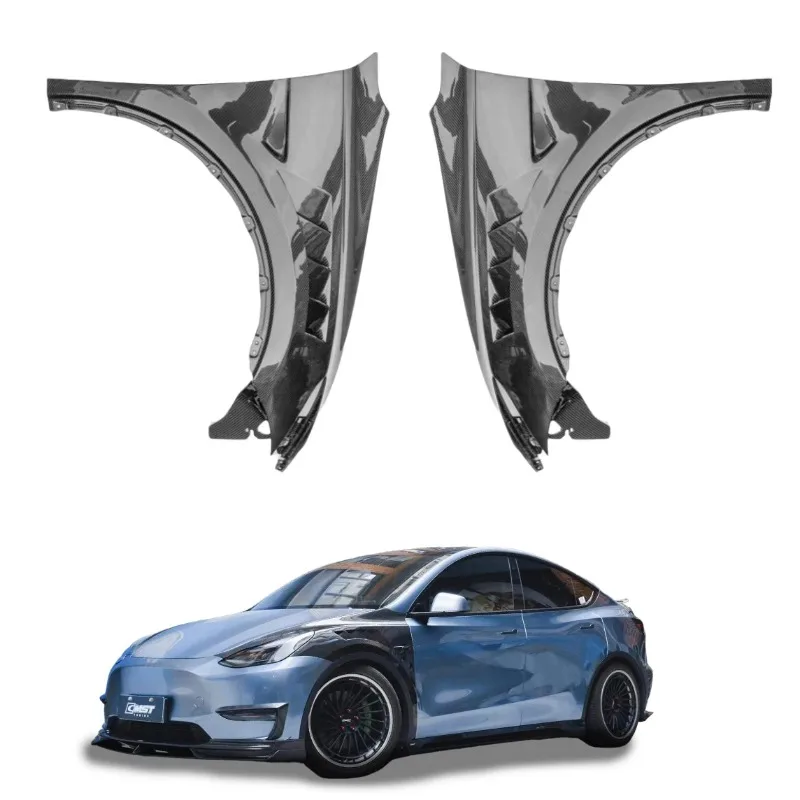 Dry Carbon Fiber CMST Front Fender Body Kit For Model Y 21+ Upgrade Facelift Exterior Tuning Accessories