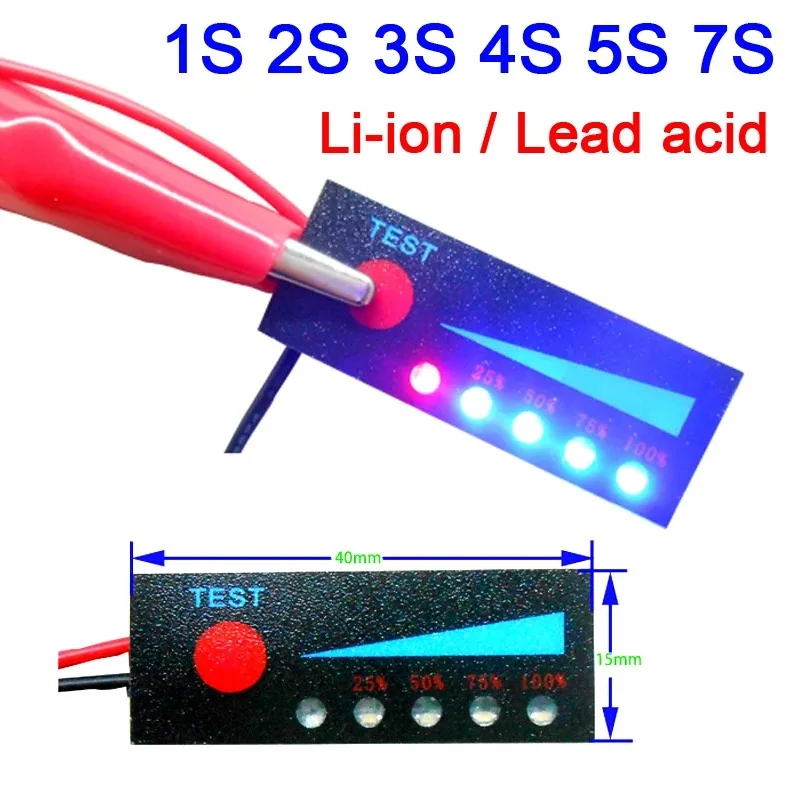 1S 2S 3S 4S 5S 7S 8S 10S 12V 12V 24V Lead Acid Lithium Battery Capacity Indicator Display 3.7V 4.2V Power Level 13S Li-ion 36V