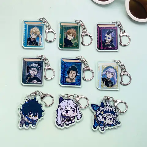 9PCS Anime Black Clover Acrylic Keychain Accessories Popular Bag Backpack Pendant Creative Popular Key Ring Gifts For Friends