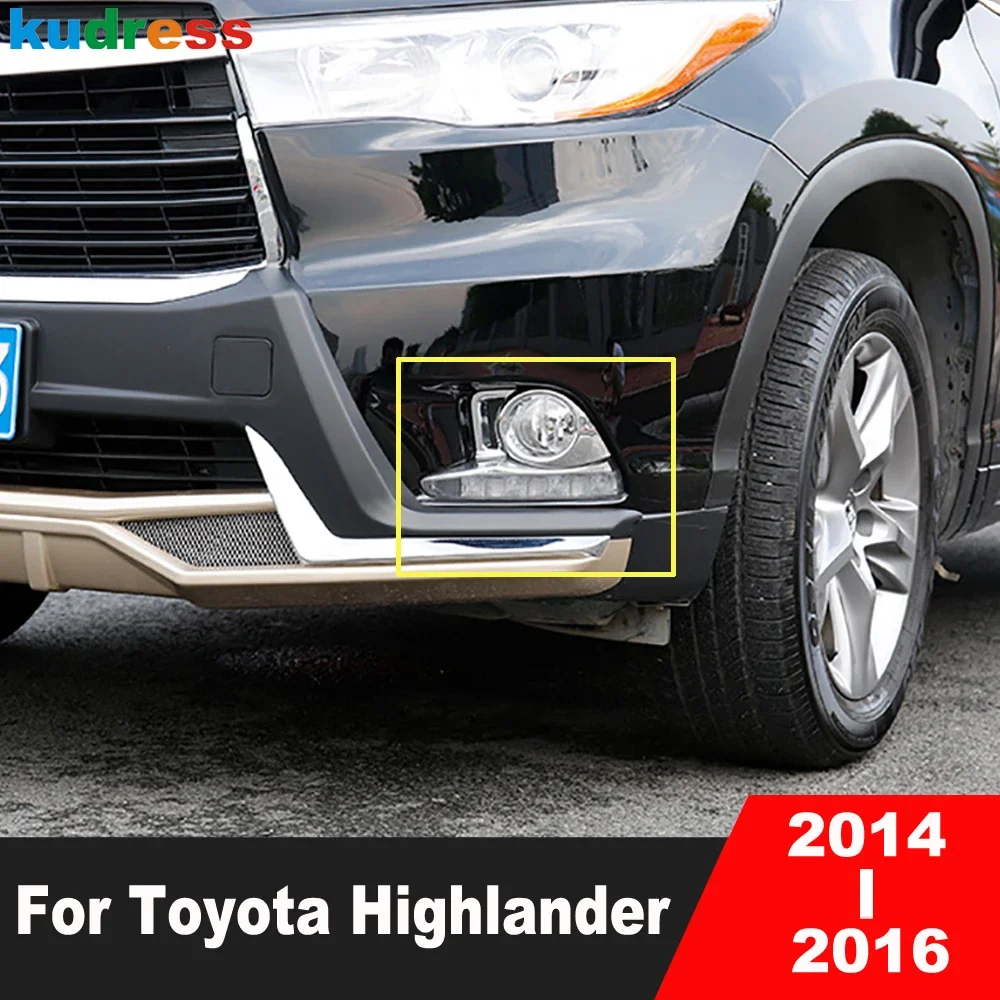 

Front Rear Fog Light Lamp Cover Trim For Toyota Highlander 2014 2015 2016 Chrome Car Foglight Foglamp Bezel Trims Accessories