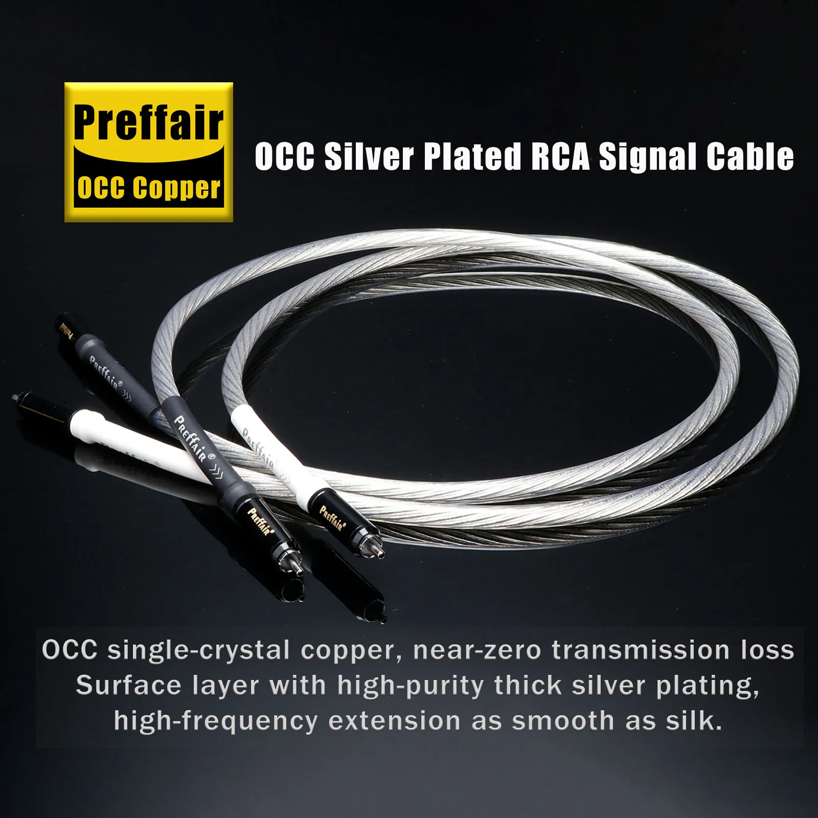 

1 пара Preffair X428R1743, высококачественные посеребренные кабели RCA со экраном, мужской аудиокабель RCA, удлиненный шнур, провод