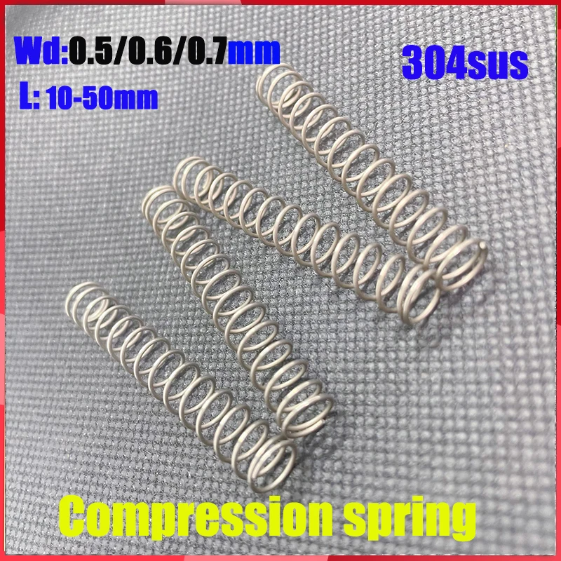 

Wire Diameter 0.5mm/0.6mm/0.7mm 304 Stainless Steel Micro Small Compression Spring Shock Absorber Spring Pressure Return Spring