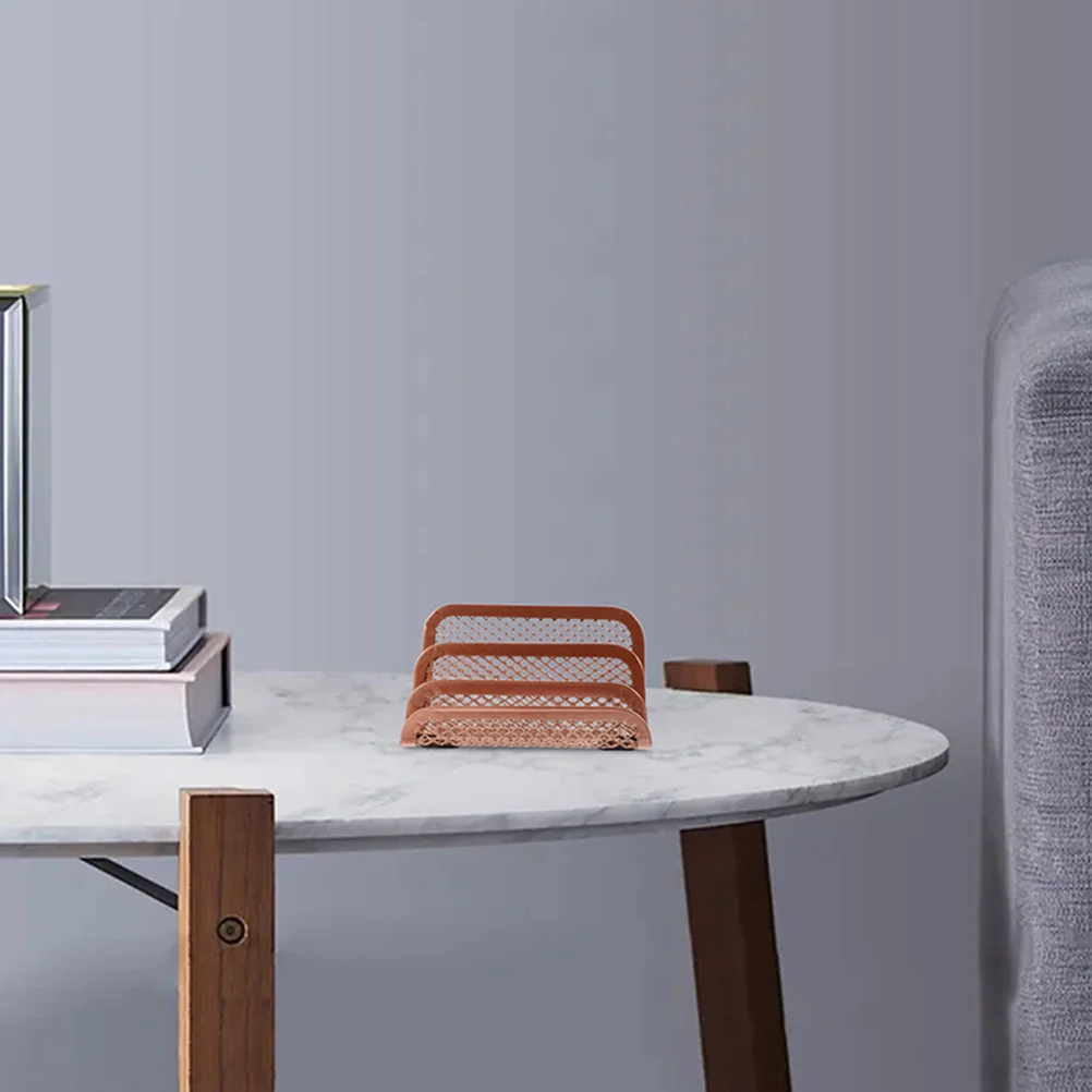 2pcs Metal Mesh Document Stand Book Holder For Office Desktop Storage Shelf Foldable File Tray Magazine Rack Household Organizer