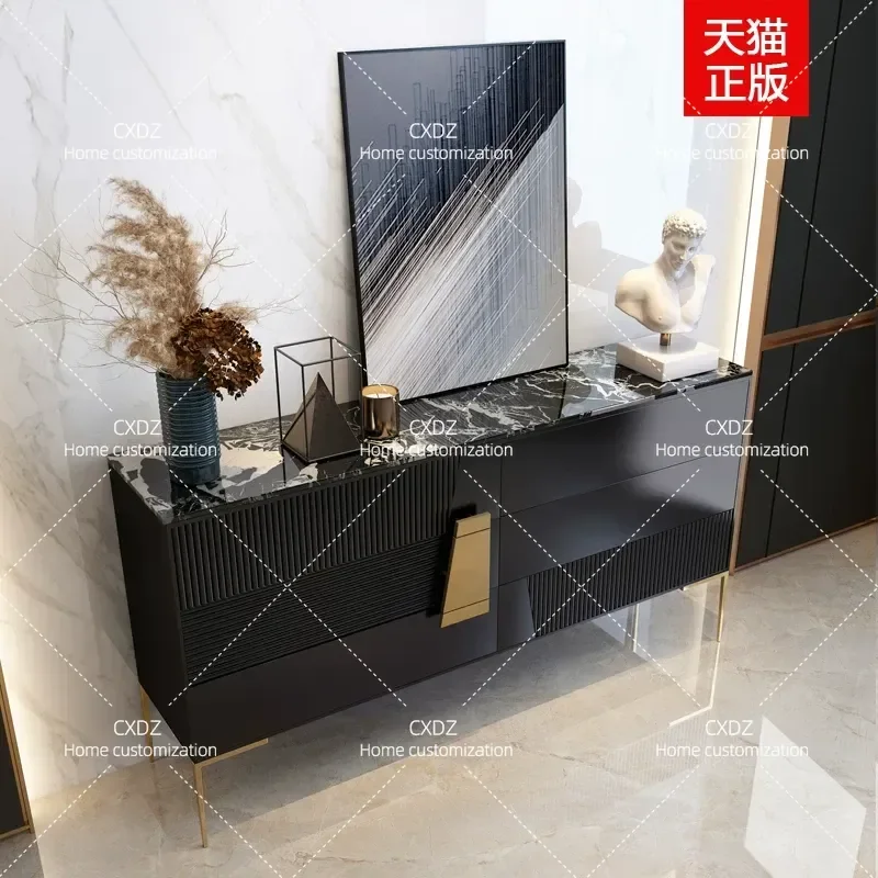 Modern Italian Sintered Stone Porch Cabinet Simple Luxury Marble Bucket Storage Locker for Living Room Villa Master Bedroom