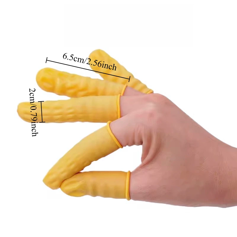 50/100/200PCS Disposable Yellow Finger Cots Natural Latex Finger Cots Household Non-slip Anti-static Nail Art Cleaning Tool