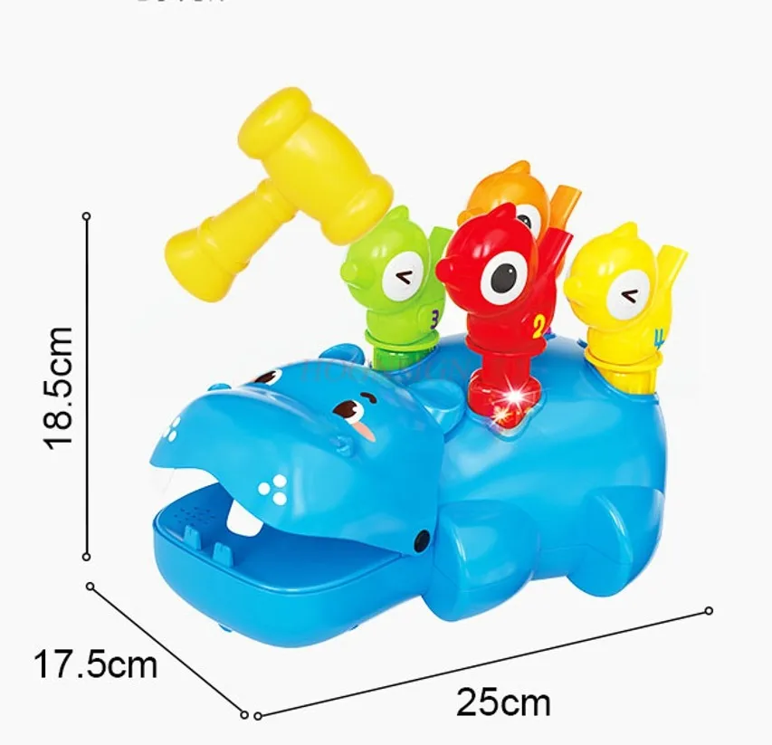 Large hippopotamus toy children's ground mouse game machine puzzle knock ground mouse machine