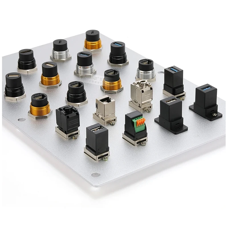 

CAT6/CAT6A RJ45 Network Module with USB3.0 & Type-C Ports, 22mm Installation Hole, Zinc/Al Alloy Panel for Data Connectivity
