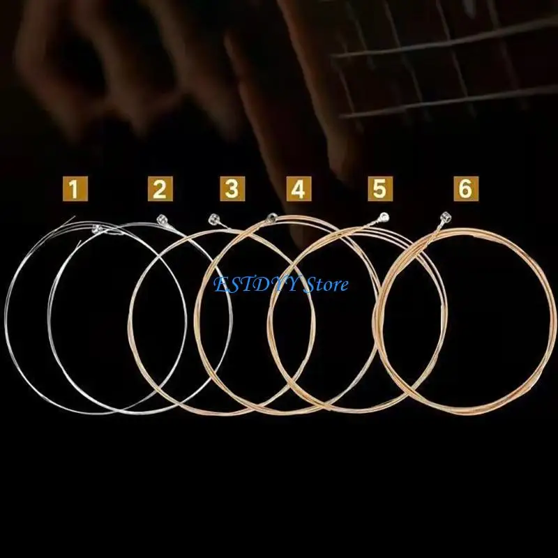 G6DE 6Pieces Folk Acoustic Guitar Strings Colorful Copper Guitar Strings For Practice