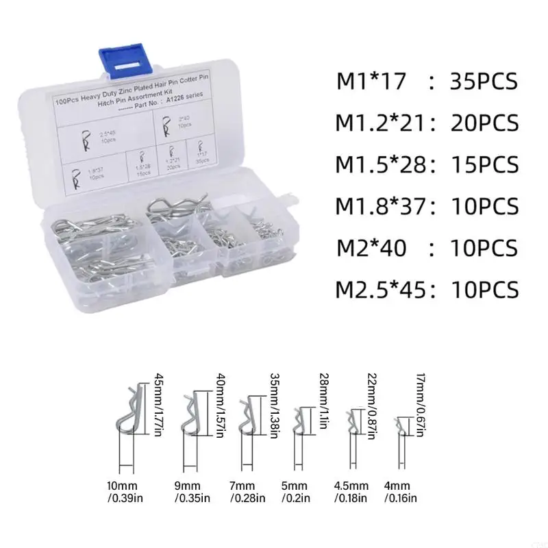 100pcs دبابيس زنبركية كوتر دبابيس الاحتفاظ دبابيس جرار جرار كاتر لإصلاح مقطورة السيارات سهلة التثبيت c7ac