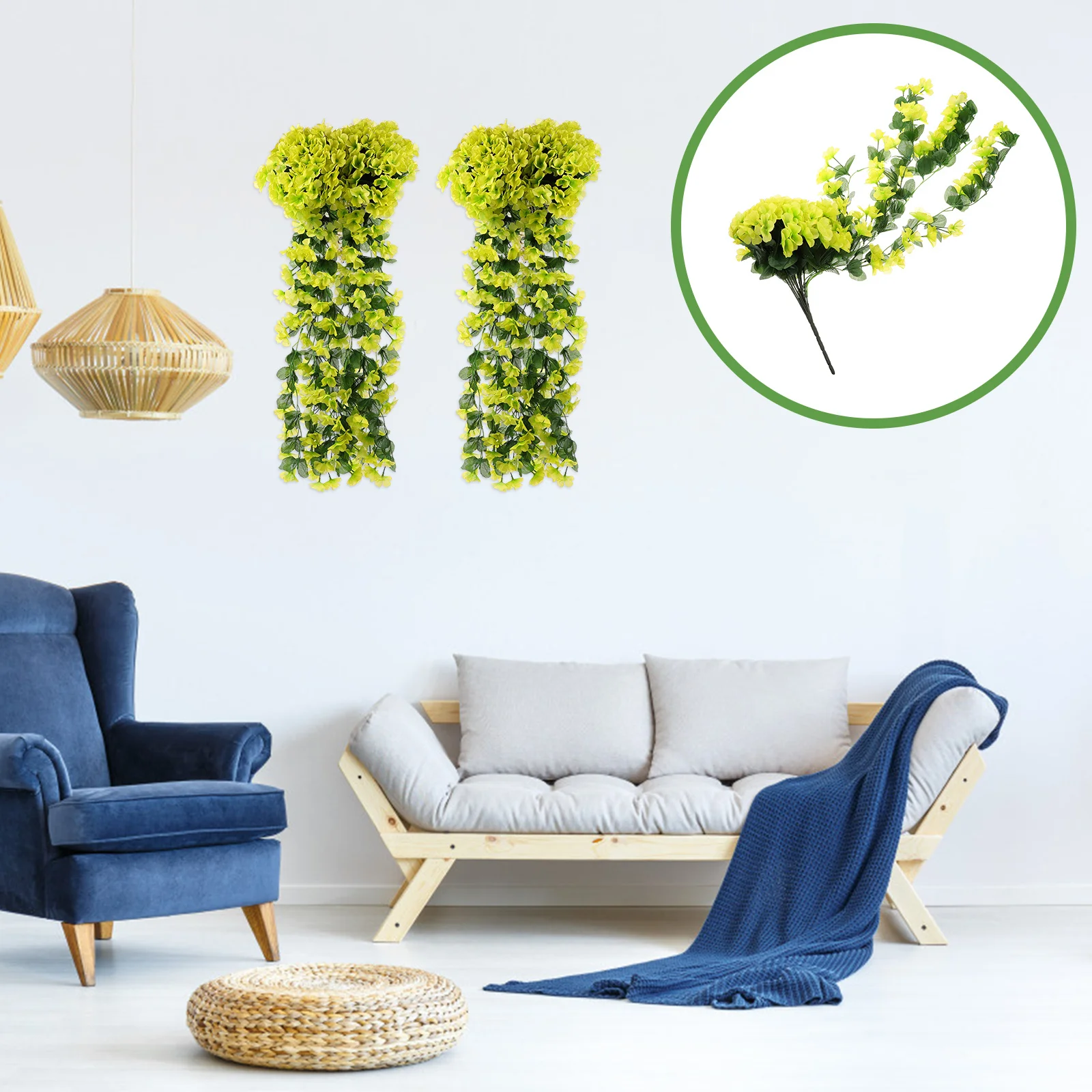 

2Pcs Beautiful Fake Violet Flower Wall Hanging Garland Home Decor Wedding Party Hanging Fake Flower Wedding Decor