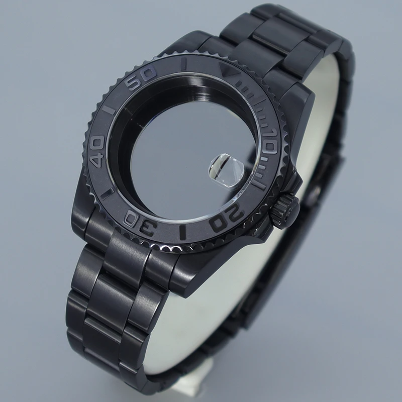 Pvd Nero 40mm 200m Impermeabile NH35 NH34 Cassa Dell'orologio Accessorio per NH35 NH36 NH70 Miyota8215 Eta2824 Movt GMT SUB Case 120 clic