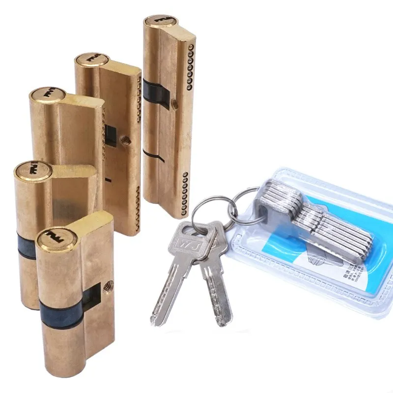 

Door Cylinder Biased Lock 65 70 80 90 115mm Cylinder AB Key Anti-Theft Entrance Brass Door Lock Lengthened Core Extended Keys