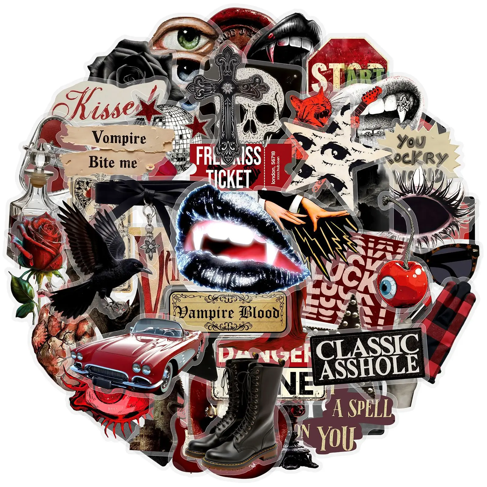 50Pcs Dark Terror Vampire Aesthetics Retro Graffiti Stickers Phone Guitar Laptop Suitcase Waterproof Sticker Kids Toy