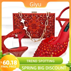 Doershow High Quality African Style Ladies Shoes And Bags Set Latest red Italian Shoes And Bag Set For Party  HYD1-26