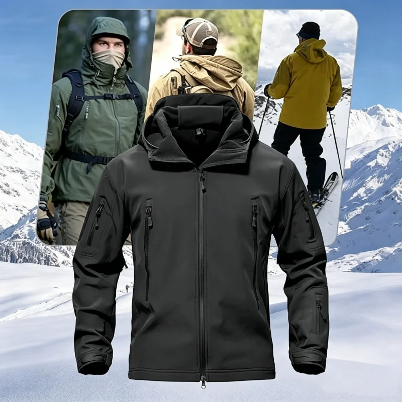Fishing Jacket Waterproof - Taktische Fleece-Softshell-Jacke für Herren, Wasserdicht, Winter-Wärmejacke