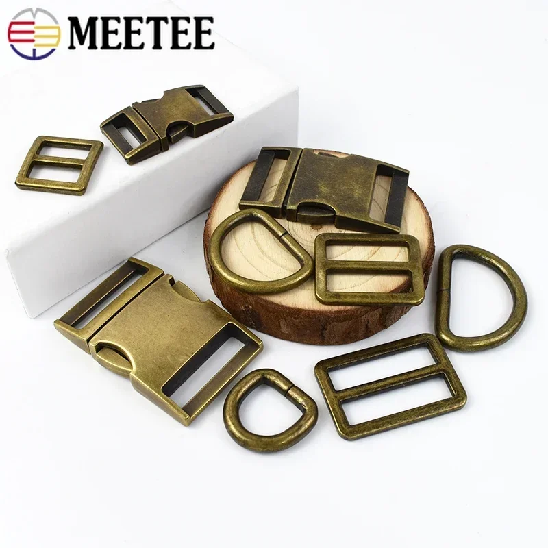 2/5set Meetee15-38mm fibbie in metallo bronzo fibbia a sgancio ad anello a D cursore Tri-Glide regolare la chiusura borsa da cintura gancio per