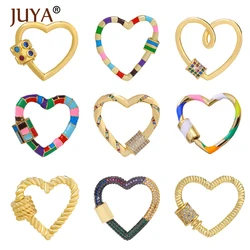 JUYA Jewelry Making Cute Heart Clasp CZ Lock Hook Spiral Clasps For DIY Luxury Women Necklace Bracelet Hand Made Accessories