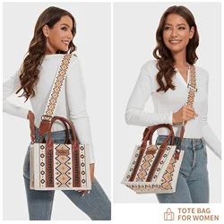 THE Tote Bag, Large Capacity Bohemian Ethnic Print Canvas Crossbody Shoulder Handbag For Daily Use And Shopping