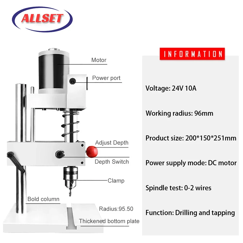 Mini precyzyjna wiertarka do koralików aluminiowych ze stali nierdzewnej DIY B10/B12/JT0/ER11/ER16 uchwyt wiertarski stołowy do obróbki drewna