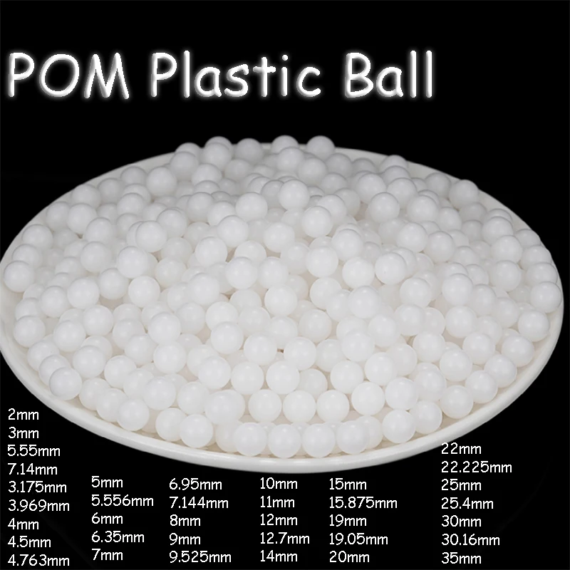 

1-1000PCS POM Plastic Ball Precision Solid Polyoxymethylene Plastic Rolling Bead White Precision Bearing Ball Dia 2mm-35mm