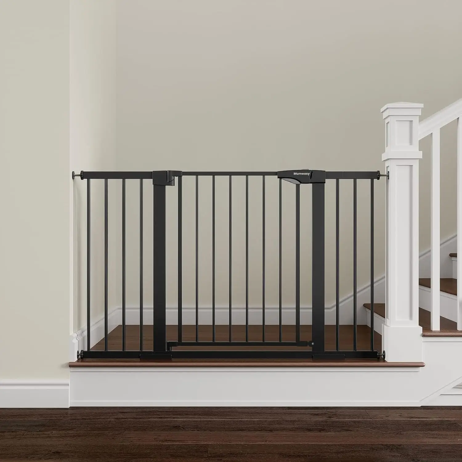 

Extra Wide Auto Close Baby Gate, 29.5-51" Pressure Mounted with Walk Thru Door for Stairs and Doorways, Black