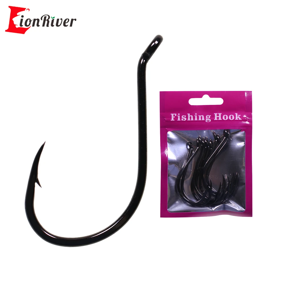 Lionriver 10pcs/bag 3/0 -8/0 Octopus Beak High Carbon Steel Offset Fishhook Saltwater Fishing Livebait/Snapper Rig Hook