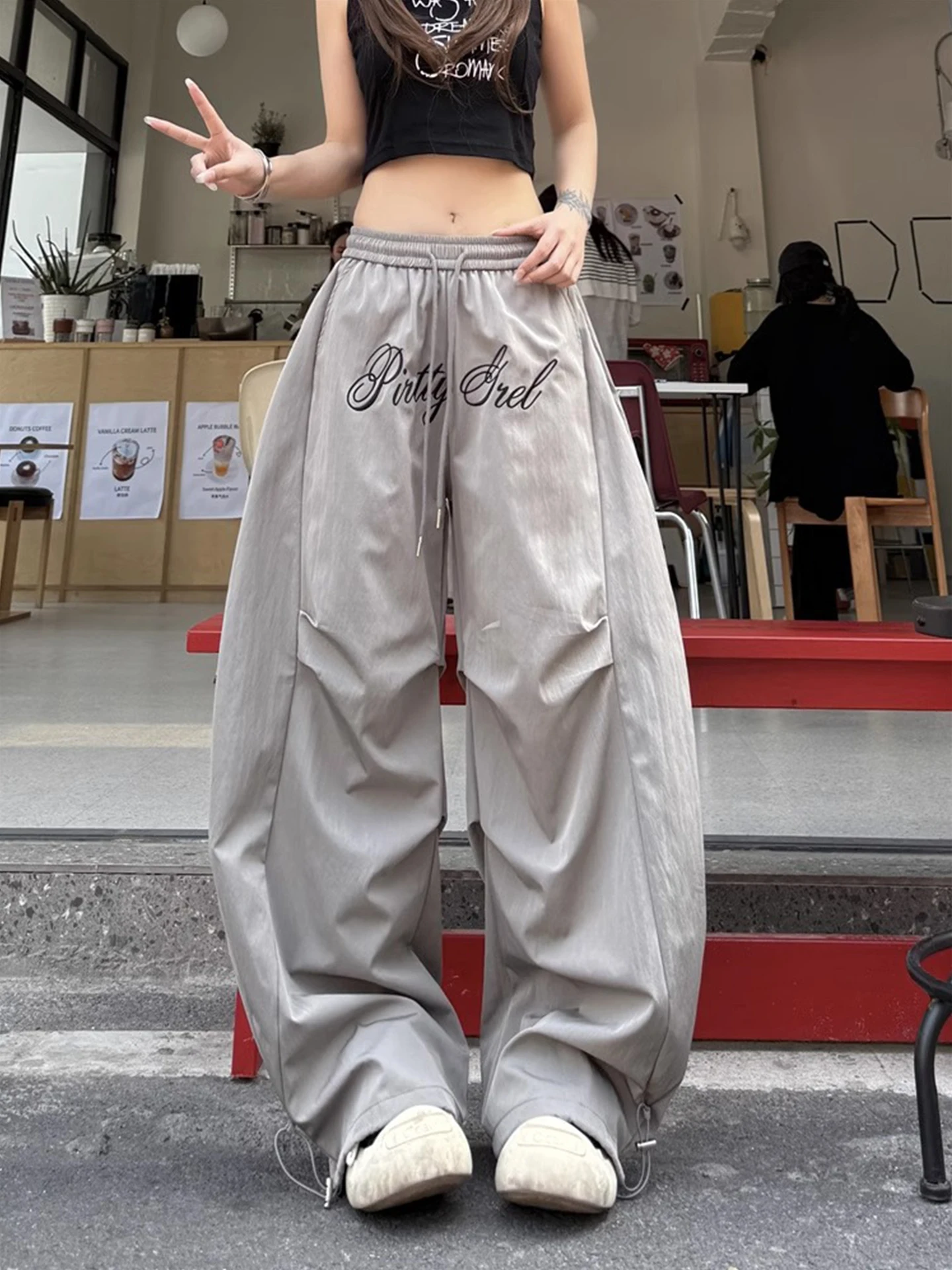 

Summer Thin Paratrooper Workwear Pants Loose Casual Straight Leg Trousers for Men Street Sle Versatile Destructed Folded Co...