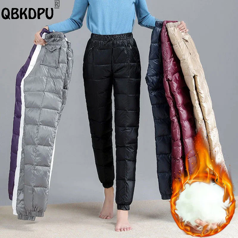 

Ultralight Winter Down Cotton Pants Women Oversize 95kg Snow Wear Casual Jogger Pantalones Windproof Warm Baggy Harem Sweatpants