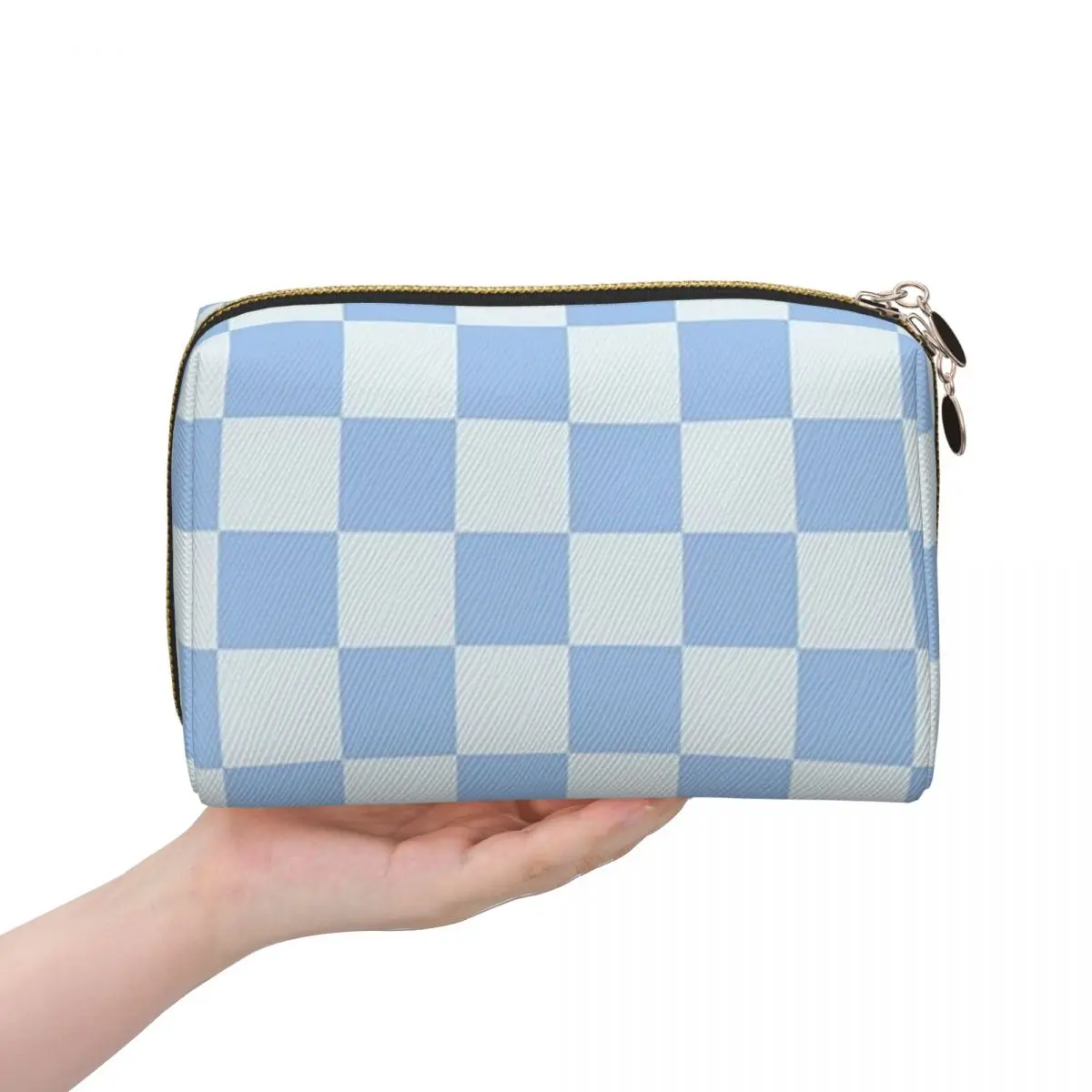 Checkerboard Mini Check Pattern Women Cosmetic Bags Travel Makeup Organizer Pouch Toiletry Storage Dopp Kit Box