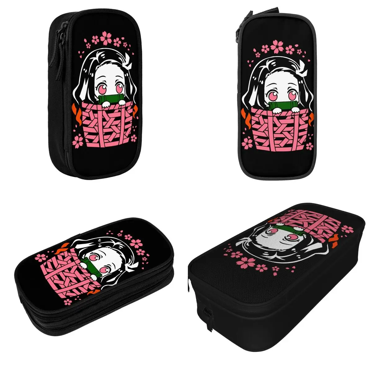 Imagem -02 - Nezuko-demoned Slayered Lápis Cases Creative Pen Box Bolsas para Estudante Grande Capacidade Material Escolar Bolsa Cosmética