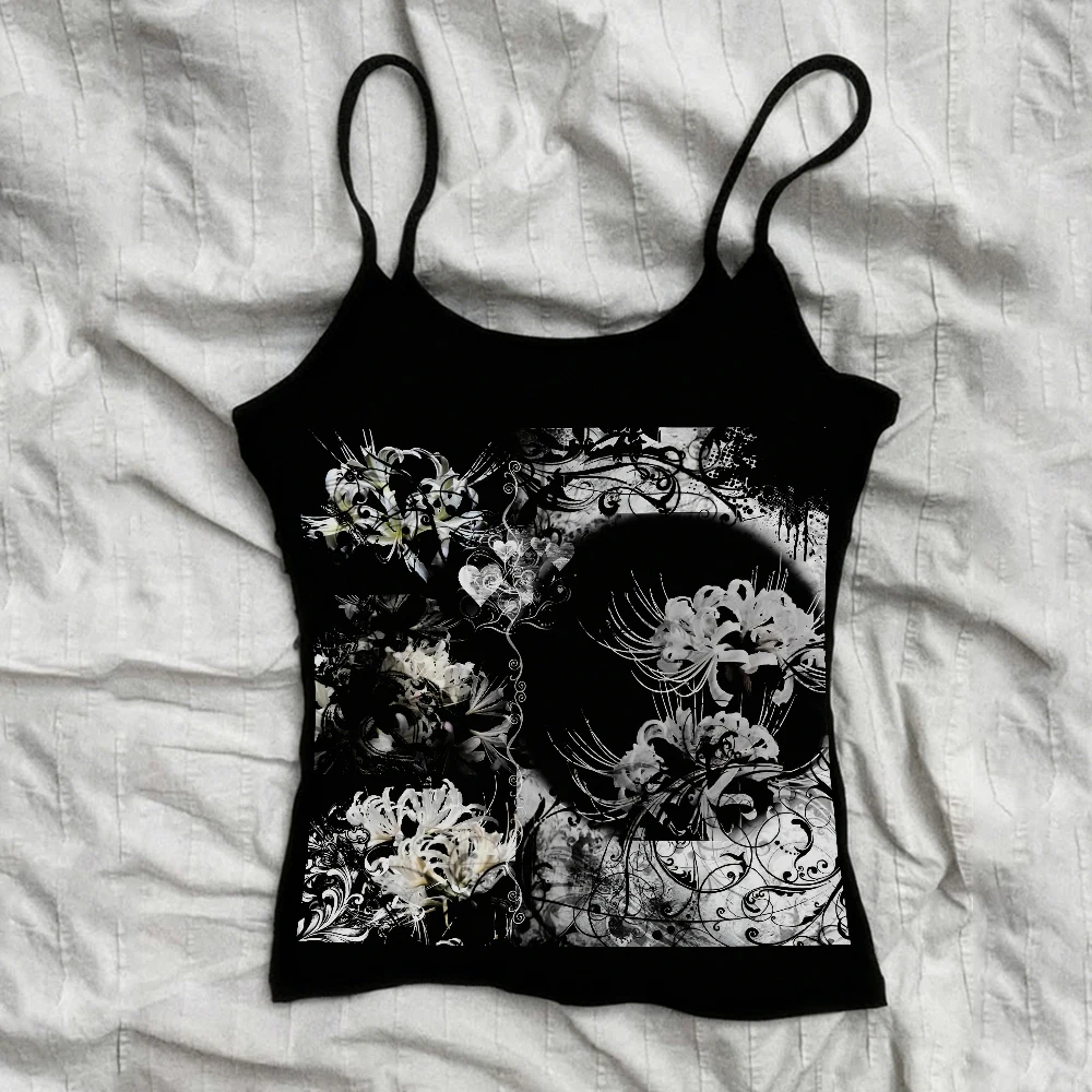 Tank top Y2k women's shoujo girl style 2000s clothing Y2k Kitty women's cut top Harajuku Kpop Gothic