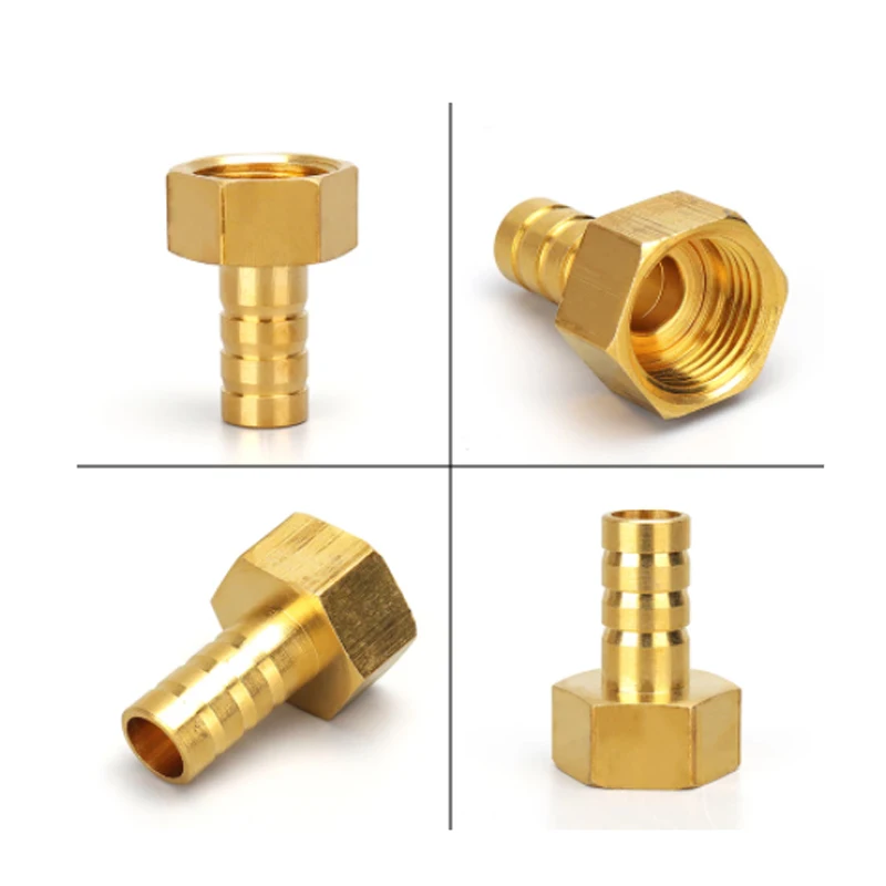 Acoplador de tubo de manguera de latón, adaptador de junta de conector de cobre de rosca hembra, 6, 8, 10, 12, 14, 16mm, 1/8, 1/4, 3/8, 1/2