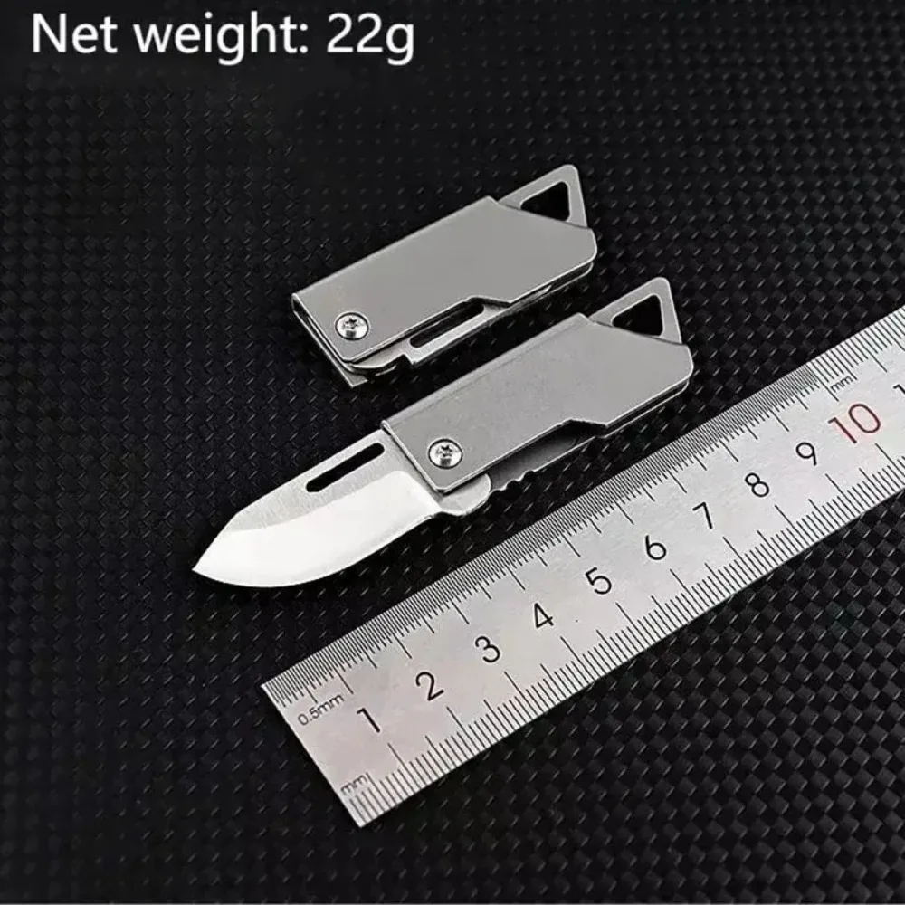 Stainless Steel Square Head Mini Folding Portable Express Package Opening Keychain Pendant Hanging Sleeve Pearl image 5