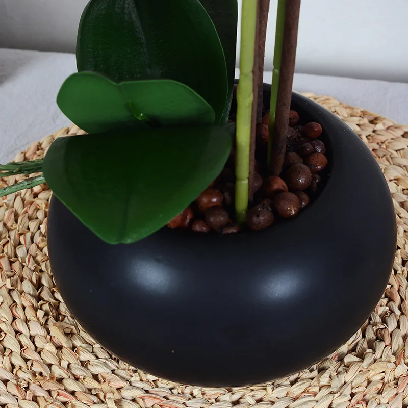 Blue Phalaenopsis Bonsai Fake Flower Artificial Flower Potted Living Room Table Floral Ornaments Real Hand Orchid Simulation Pla