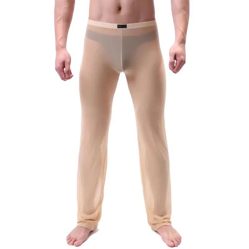 KWAN.Z pijama hombre see through pajama pants soild thin pyjama homme sleepwear pajama pants men nightwear lounge