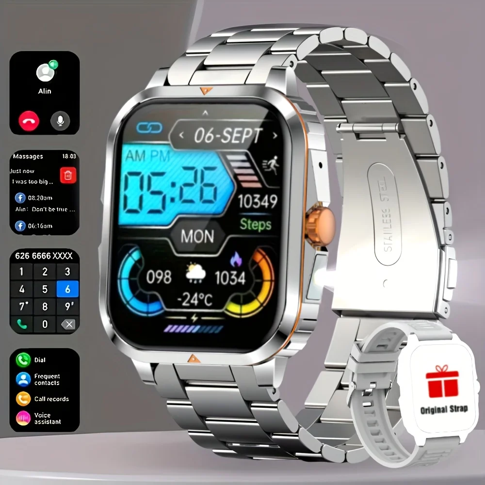 

Умные часы 2026 с беспроводным вызовом и светодиодным дисплеем, несколько спортивных режимов, фитнес-трекер для мужчин и женщин