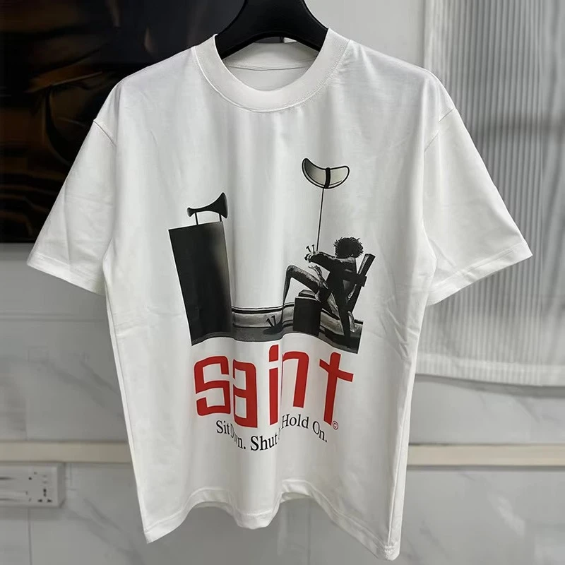 2026 new Layered Overlap Typography Graphic Print High‑Quality Comfort Loose Streetwear Short‑Sleeve Tee