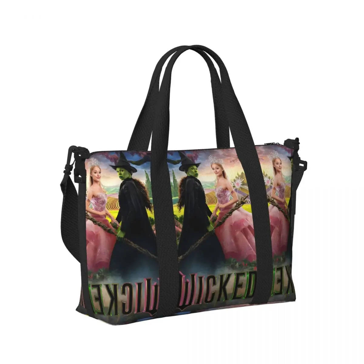 Borsa tote rotonda personalizzata W-Wickeds Funny Turn per donna classica di grande capacità       Borse da viaggio per palestra sulla spiaggia