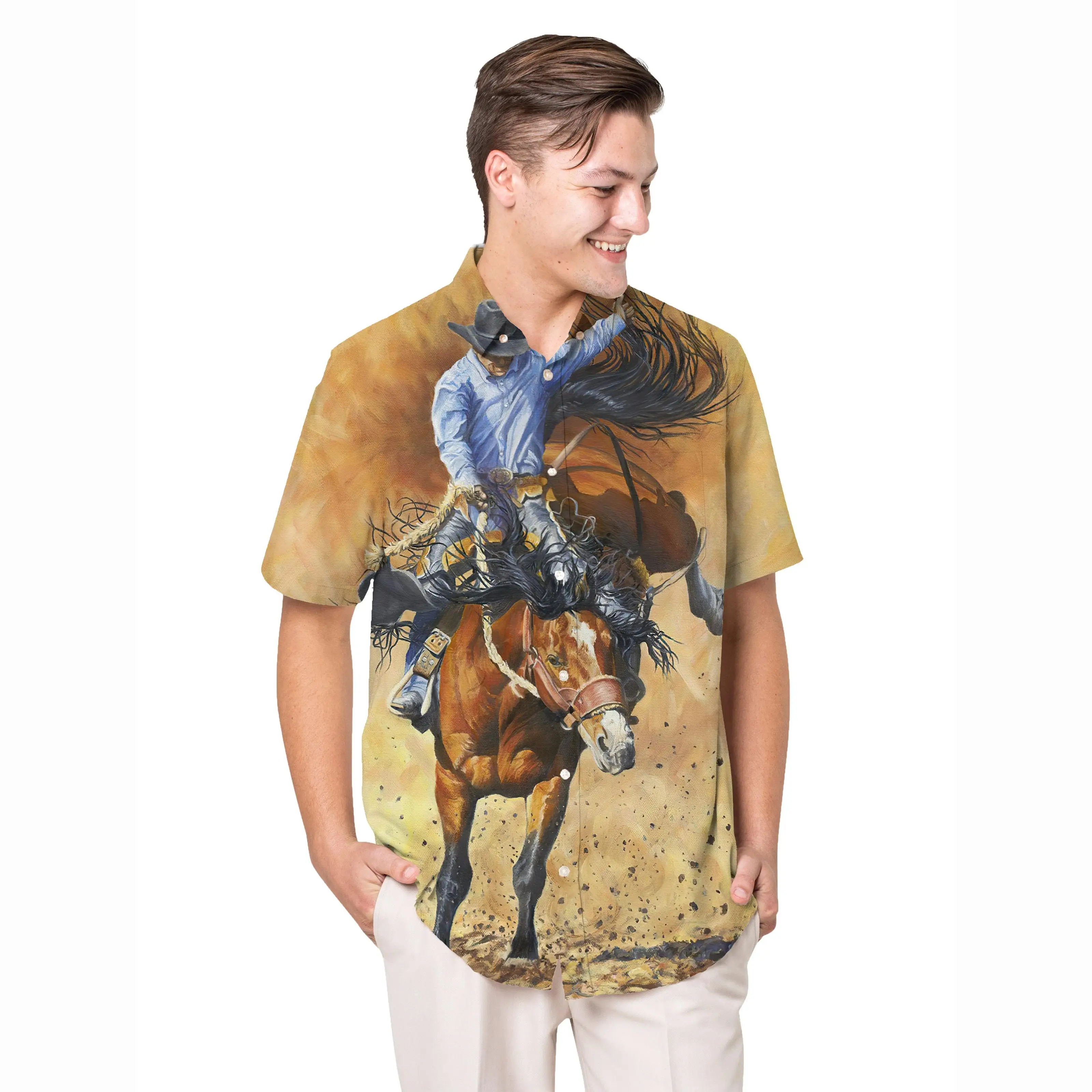 Jumeast Equestrian Sport Short Sleeve Hawaiian Shirt Horse Vintage Graphics Polyester Aloha Shirts Tropical Baggy Casual Clothes