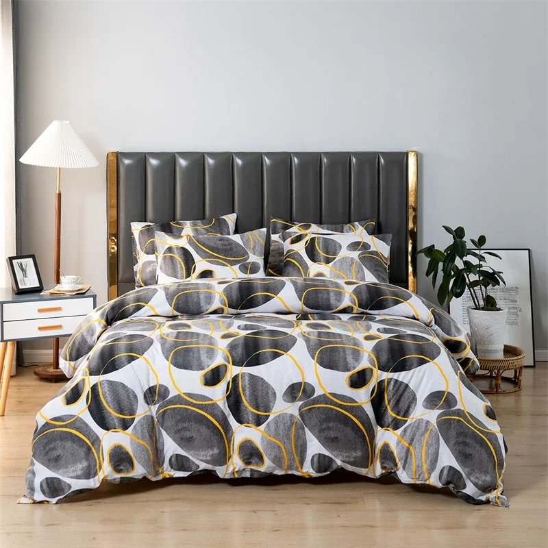 

American Sizes Brushed Print Duvet Cover Set King Size Soft Comfortable Queen Bedding Set Durable Quilt Cover and Pillowcases