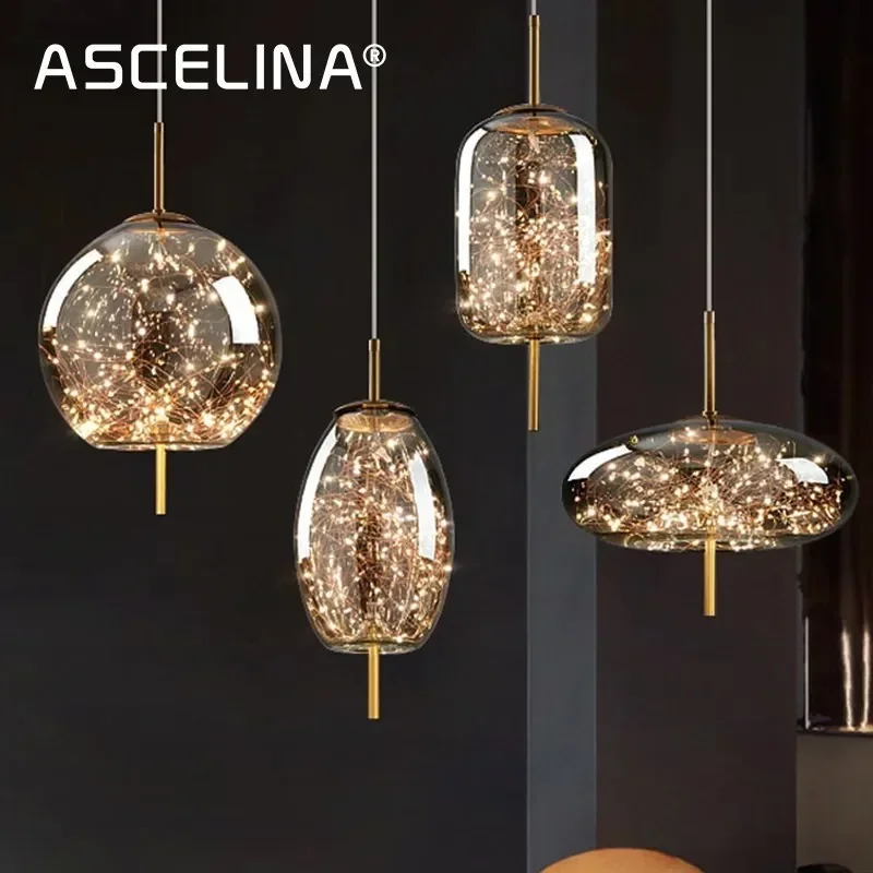 

LED Modern Luxury Glass Pendant Light For Dining Table Luxury Pendant Lamp Art Of Restaurant Cafe DecorKitchen Island chandelier