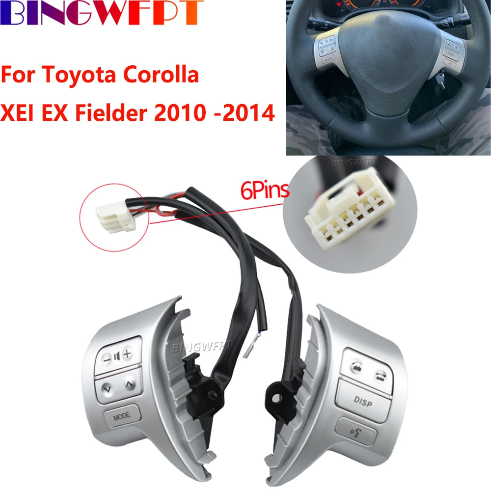 

84250-02240 6 Pins Steering Wheel Button For Toyota Corolla XEI EX Fielder 2010 -2014 Multimedia Telephone Volume Control Switch