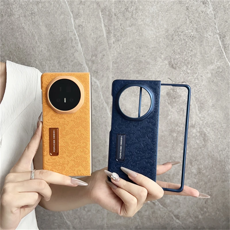 

Чехол для Honor Magic V5, новый роскошный чехол из искусственной кожи с узором, задняя крышка для телефона с кронштейном, твердый корпус, модный противоударный бампер