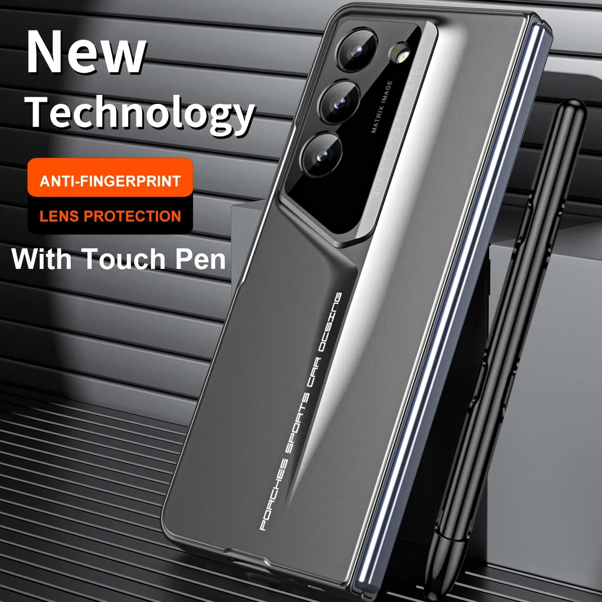 360 Full Protection Hinge Case for Samsung Galaxy Z Fold 5 4 with Touch Pen Tempered Glass Film Matte Shockproof Phone Cover