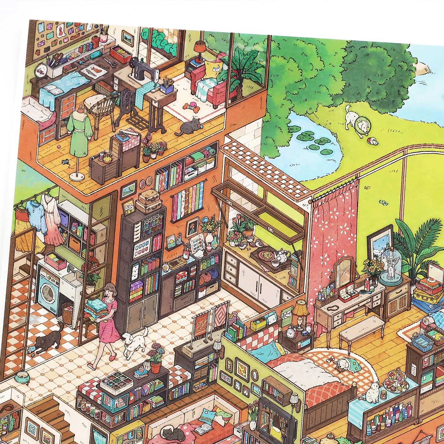 Kawaii Linxi Cottage 3D Vintage Cottage Landschaftsaufkleber DIY Taschenhütten-Szene Festtagsgeschenk