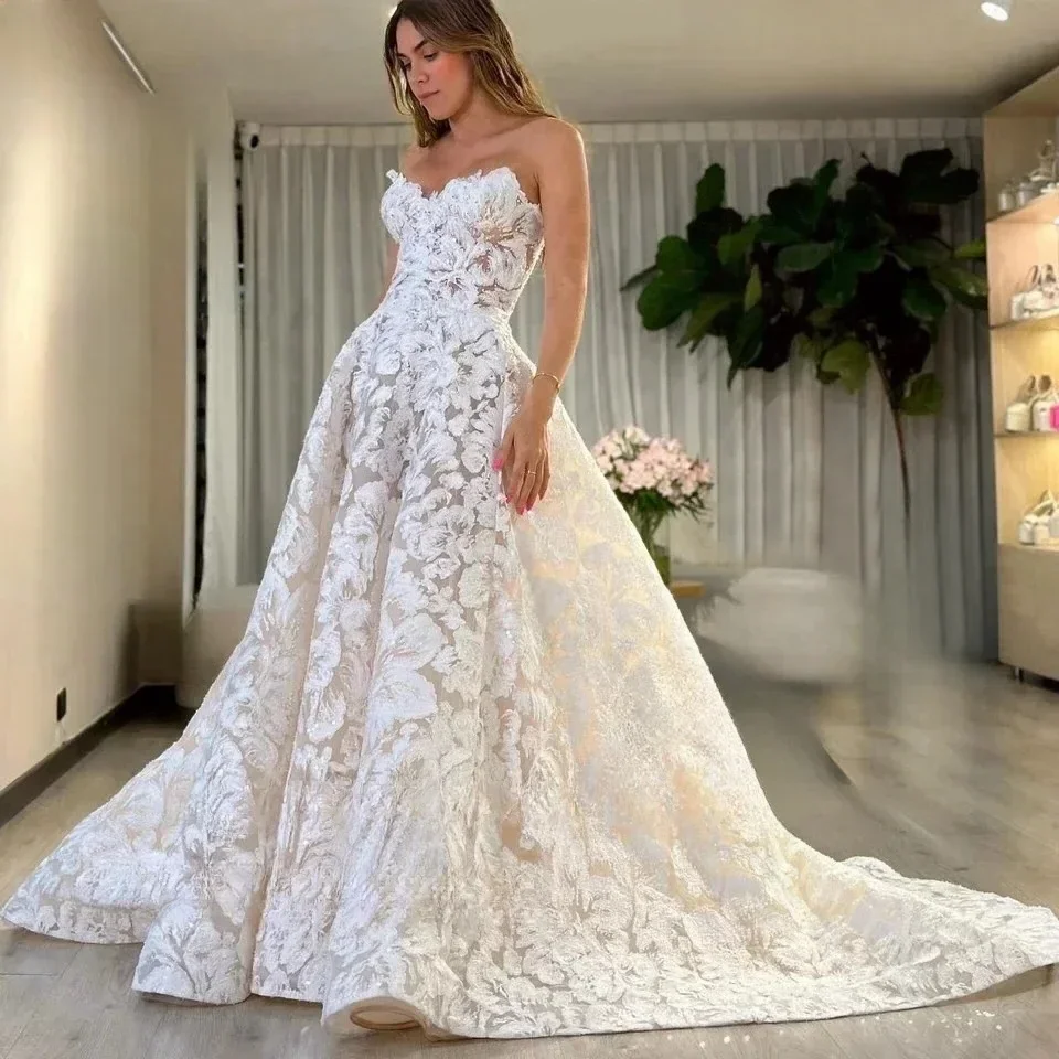 

French Chic Lace Wedding Gowns Off The Shoulder Robe Mariee Customized 2025 Sparkly Bridal Dresses Vestido De Novia