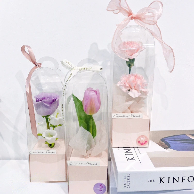 1Pc Transparent Rose Flower Box Plastic Cake Packaging Box Florist Wrapping Boxes DIY Wedding Valentine's Day Gift Box